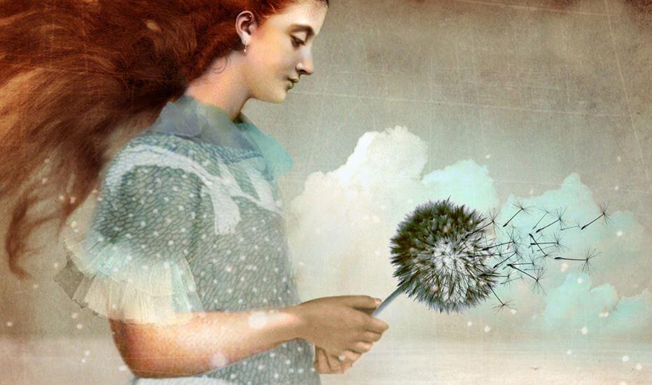 woman with dandelion goodbye ritual