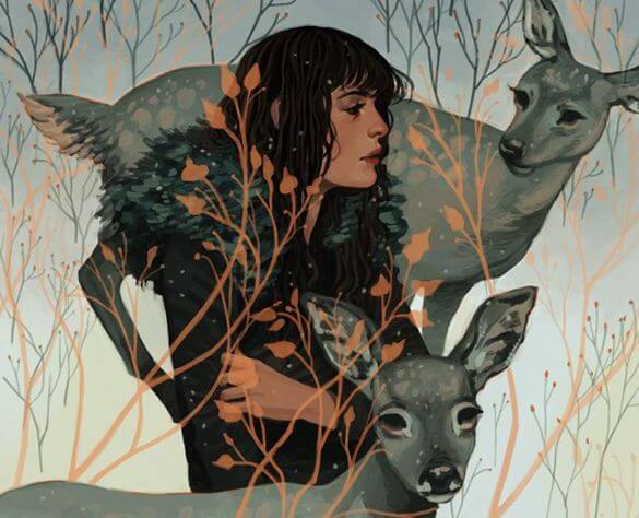 woman with deer
