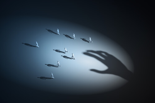 Shadow of Hand Chasing People