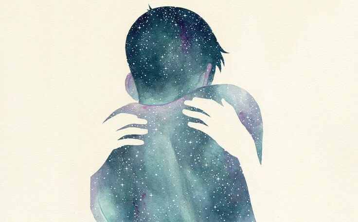 boy silhouette galaxy
