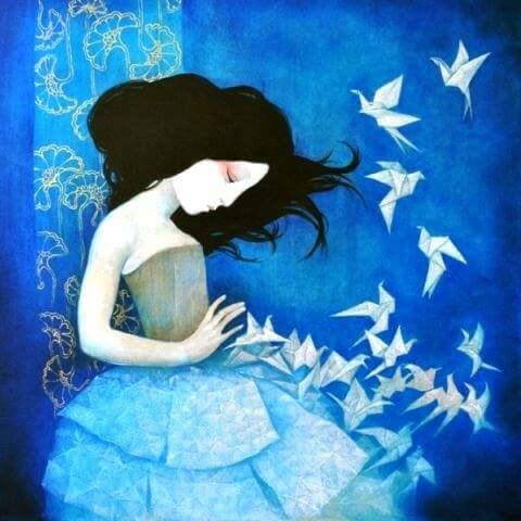 cold woman butterflies