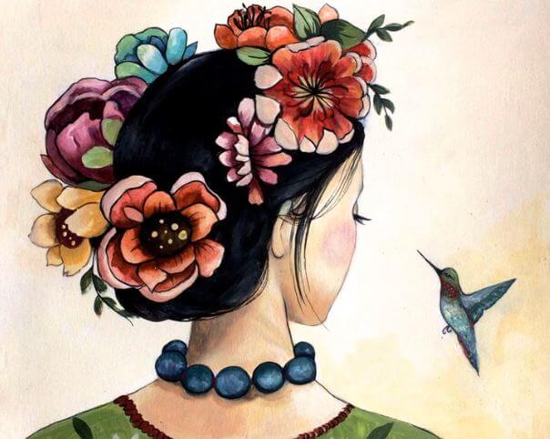 girl with flowers in hair