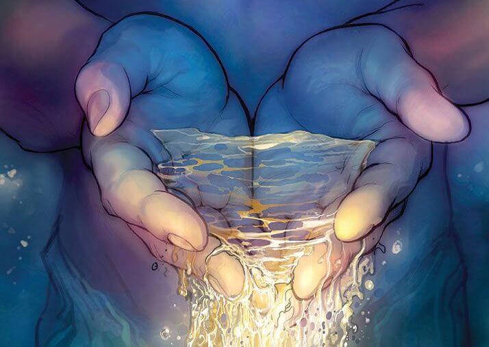 hands cupping water