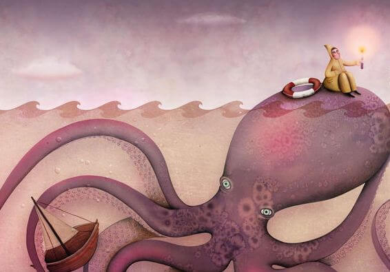 Man Sitting on Octopus