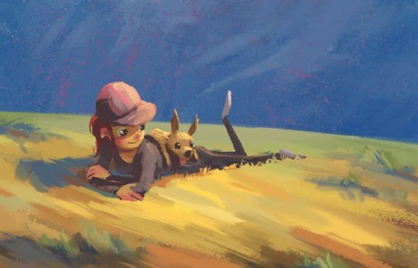 kid and dog