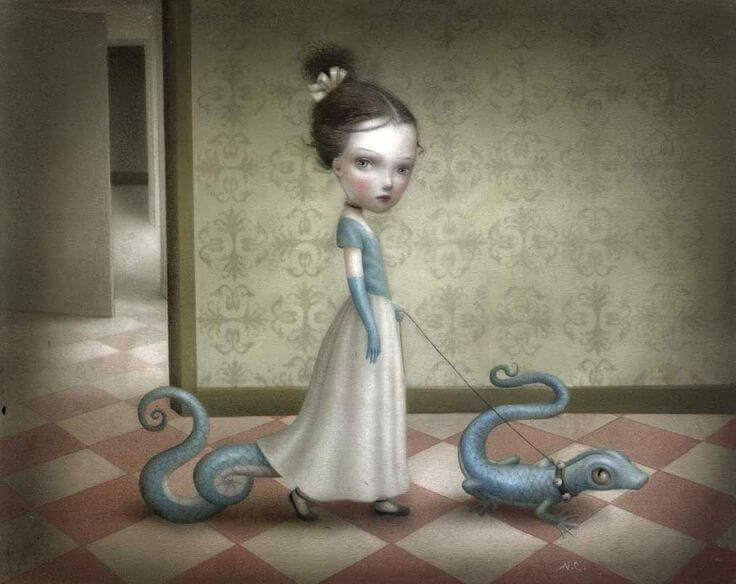 girl with lizard behavior