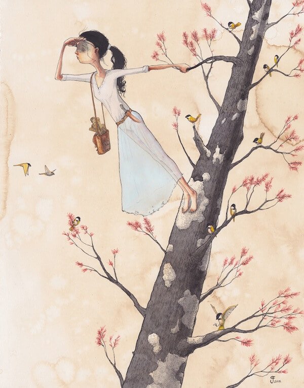 girl in tree wait