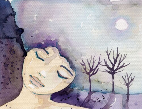 Woman Sleeping under Moon
