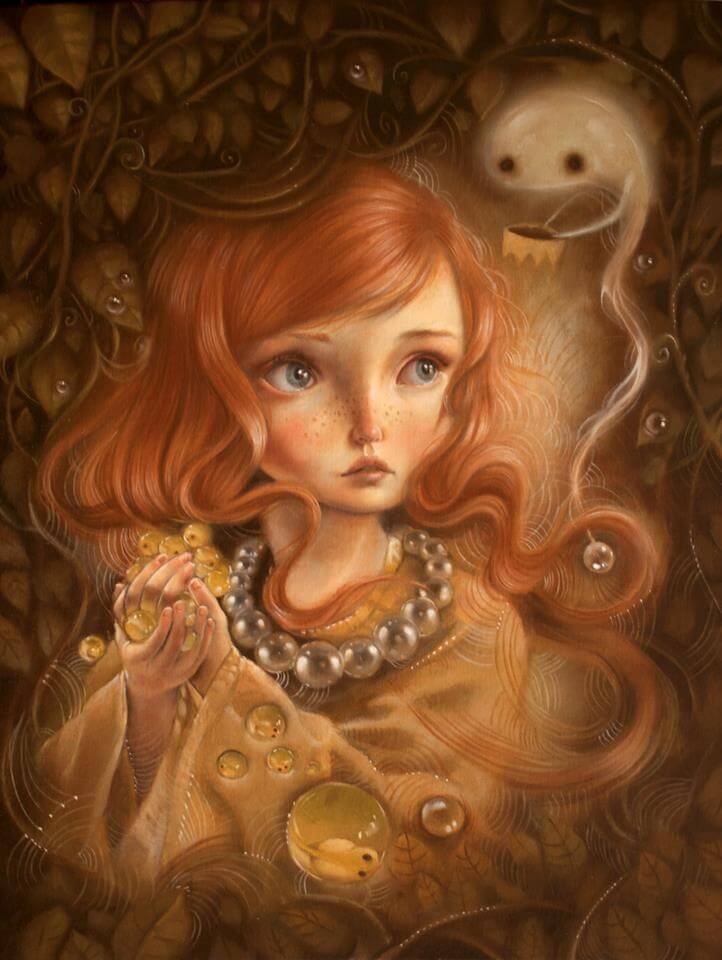 sad woman picking up bubbles