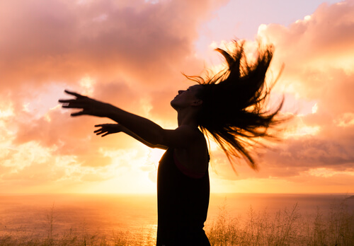 hair flip in sunset freedom