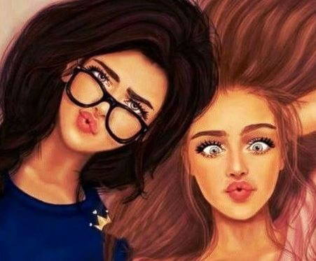 two girls silly faces