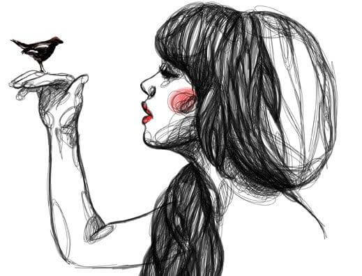 woman with bird