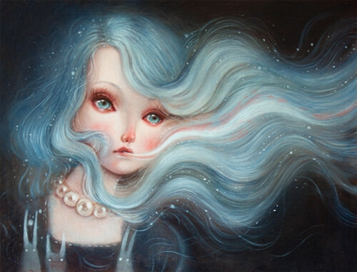 woman with blue hair