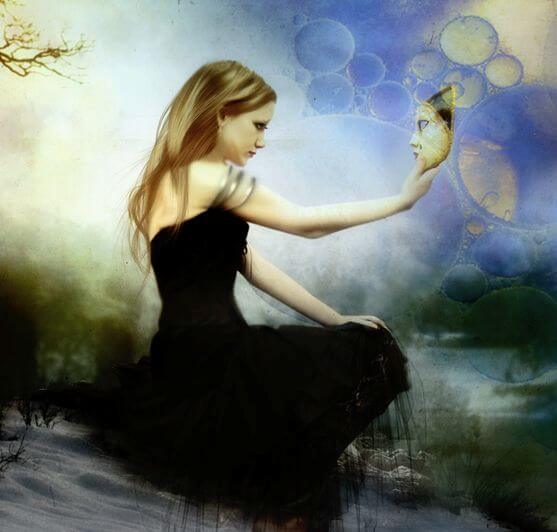 woman with mask in her hand