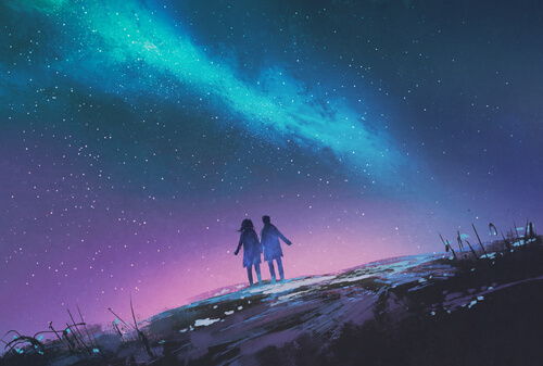 Couple Looking at Night Sky