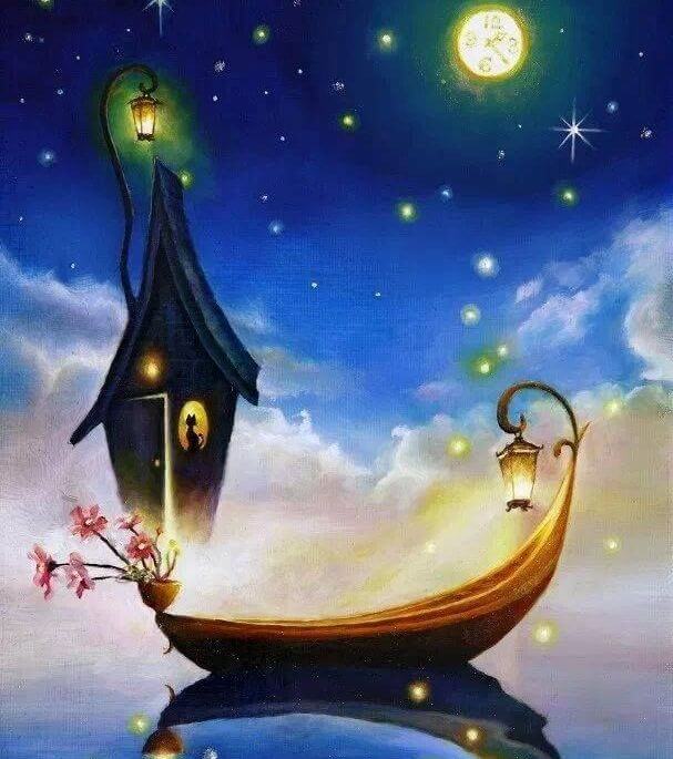boat with a moon in a world where anything is possible