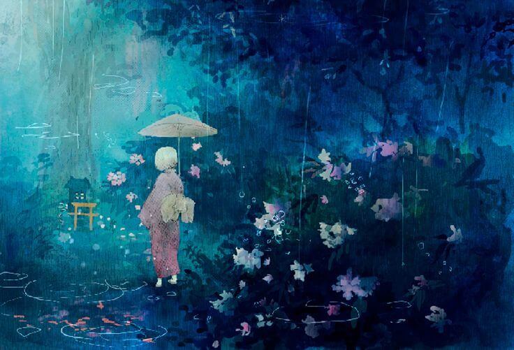 Japenese Girl near Flowers