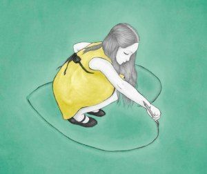 girl drawing a heart
