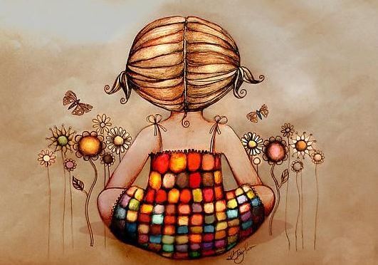little girl with flowers