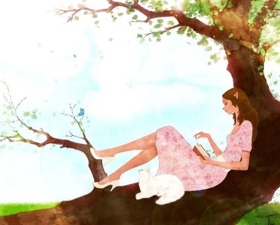 Woman Reading in a Tree