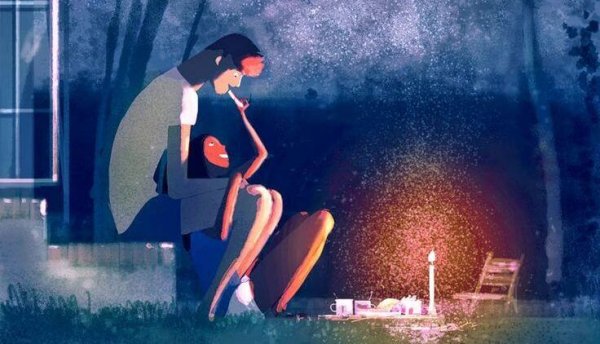 outside by candlelight