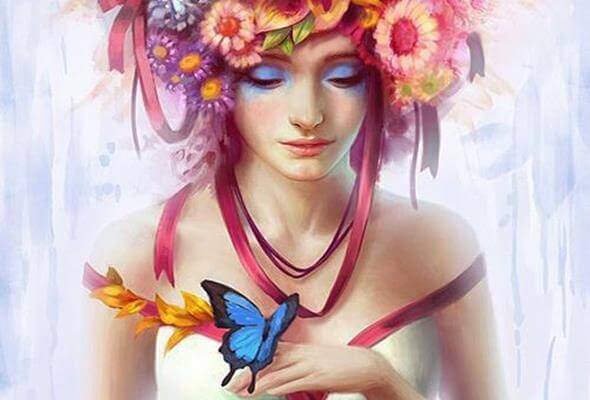 woman with flower hair