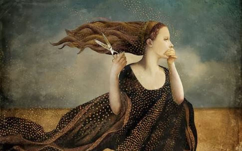 woman with scissors
