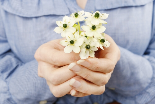 Hands Offering Flowers