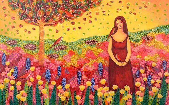 Woman in Flower Field