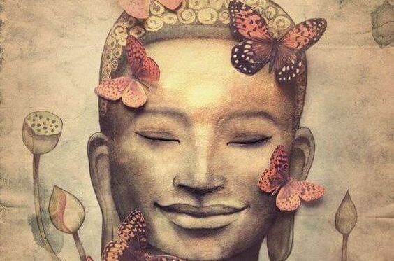 buddha with butterflies