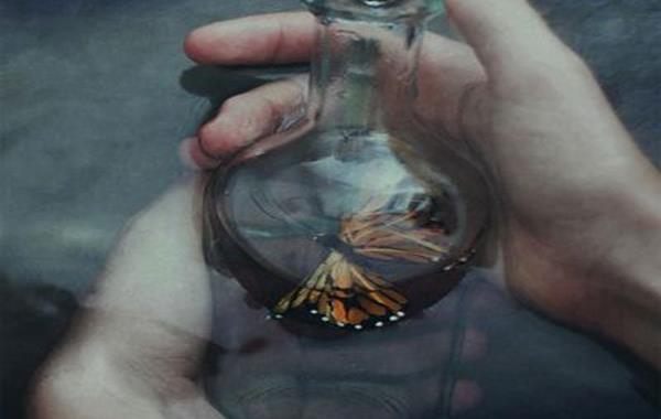 butterfly in a glass bottle-2