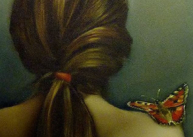 butterfly on a bare shoulder