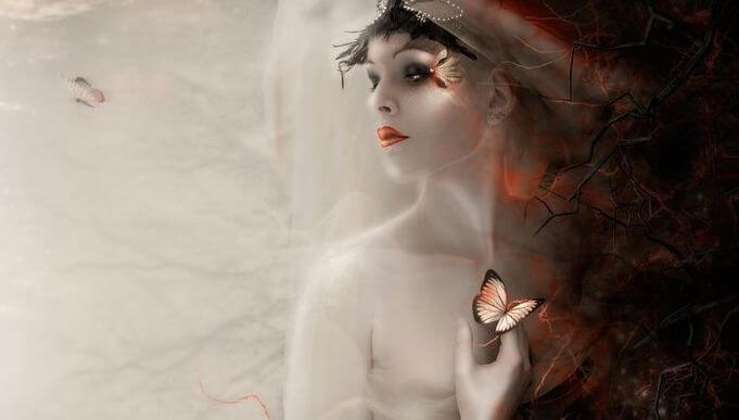 Woman with Butterfly on Hand