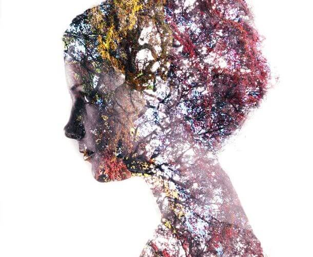 feminine profile with nature