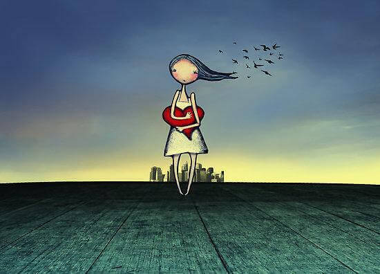 girl holding heart