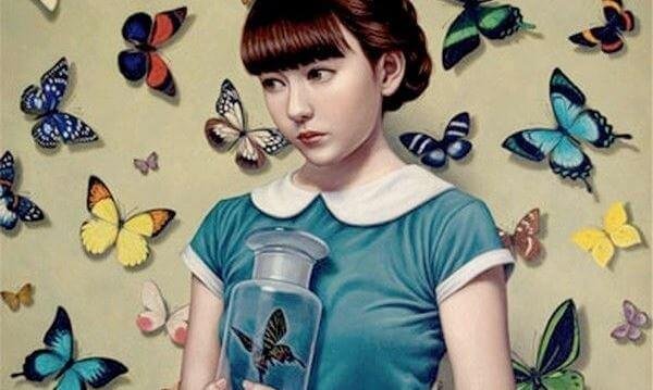 girl surrounded by butterflies girl surrounded by butterflies
