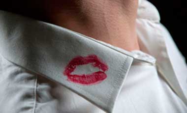 lipstick kiss on shirt collar