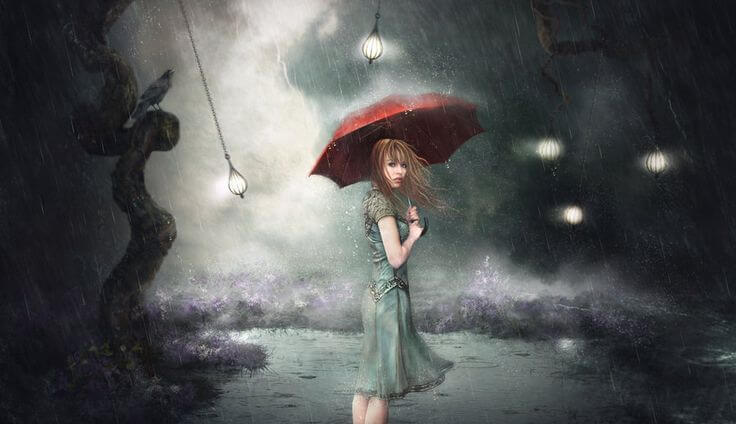 Woman with Red Umbrella