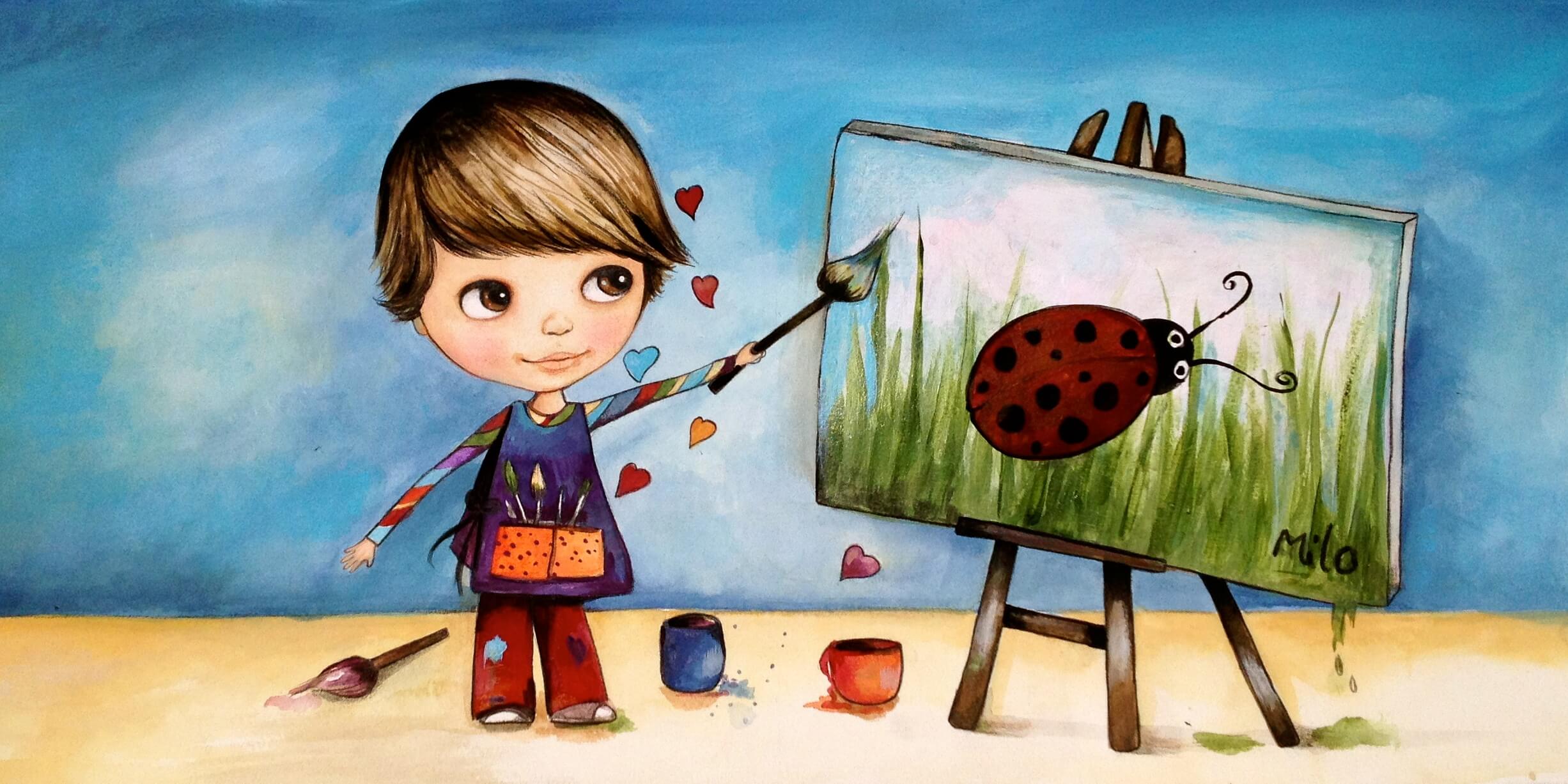 Child Painting Ladybug