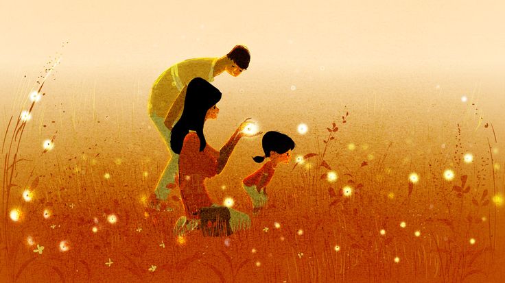 Family Catching Fireflies