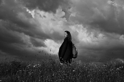 sad woman storm