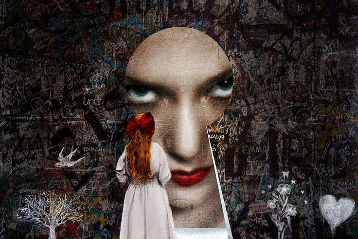 woman face keyhole