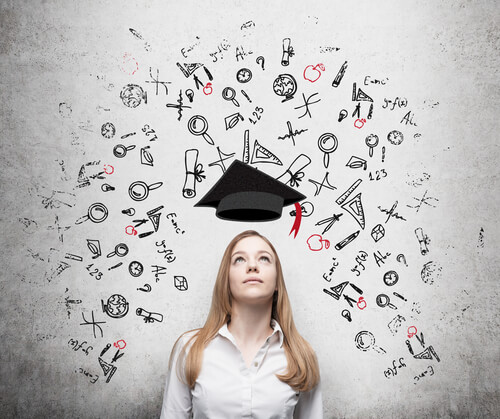 young woman memorizing information