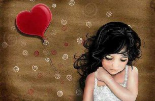 sad girl heart balloon