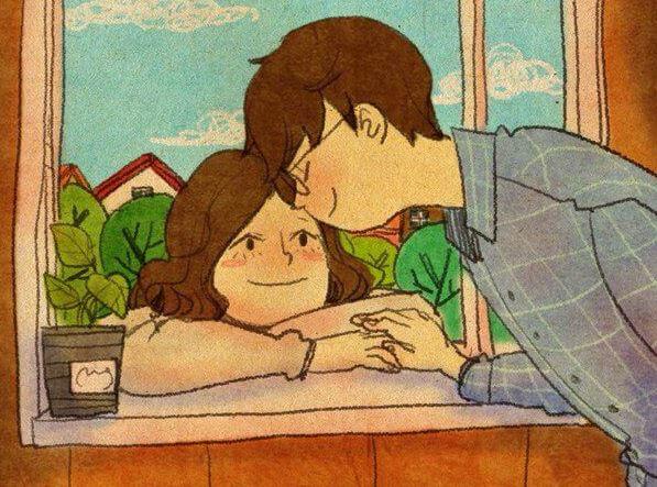 boy kissing girls forehead