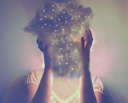 face covered by cloud