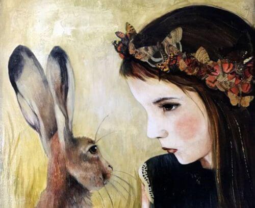 girl and bunny