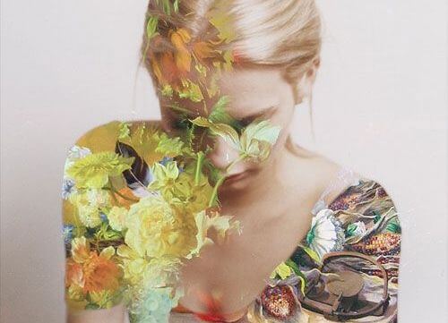 girl covered with flowers