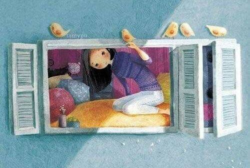 girl through a window