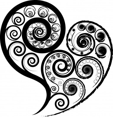 swirly black heart